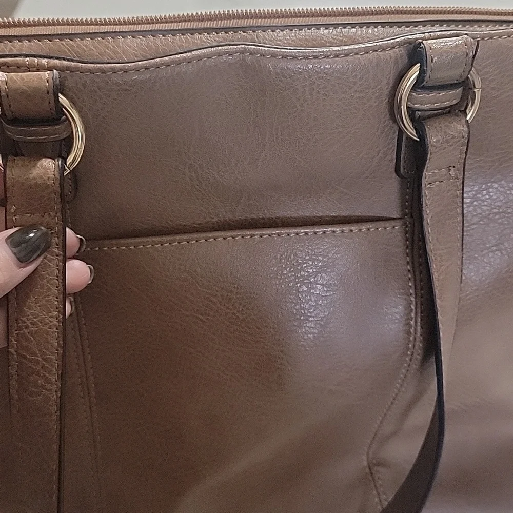 Matthew +Julian Good Old Friends Large Brown Faux Leather Versatile Tote Bag